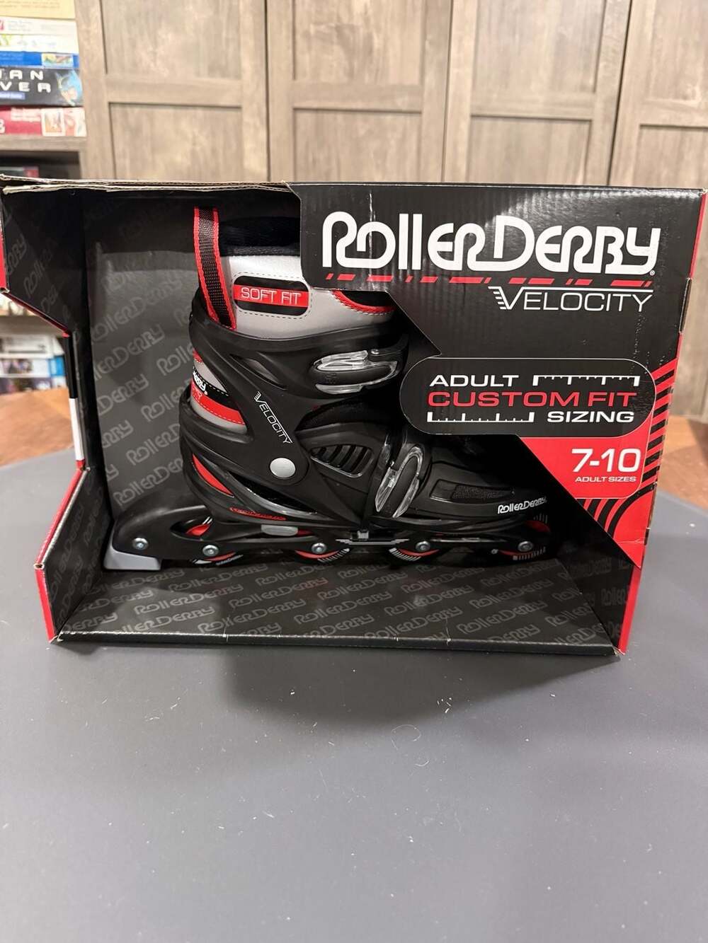 Roller Derby Velocity Inline Skates Size 7-10 Black Red Adjustable Adult